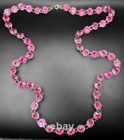 Art Deco FLAPPER LENGTH 40 Czech Bezel Set Glass Crystal Paste Rivière Necklace