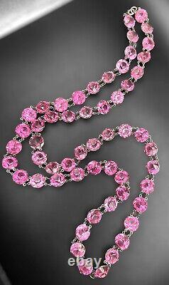 Art Deco FLAPPER LENGTH 40 Czech Bezel Set Glass Crystal Paste Rivière Necklace