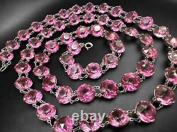 Art Deco FLAPPER LENGTH 40 Czech Bezel Set Glass Crystal Paste Rivière Necklace