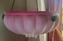 Art Deco Frosted Cranberry Pink Glass Lamp Shade Flycatcher Plafonnier Vintage