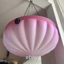 Art Deco Frosted Cranberry Pink Glass Lamp Shade Flycatcher Plafonnier Vintage