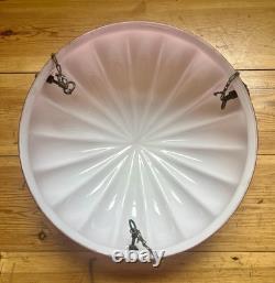 Art Deco Frosted Cranberry Pink Glass Lamp Shade Flycatcher Plafonnier Vintage