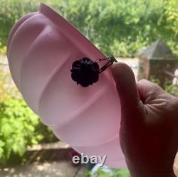 Art Deco Frosted Cranberry Pink Glass Lamp Shade Flycatcher Plafonnier Vintage