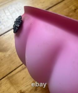 Art Deco Frosted Cranberry Pink Glass Lamp Shade Flycatcher Plafonnier Vintage