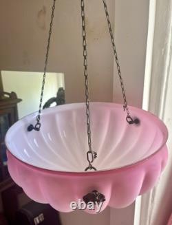 Art Deco Frosted Cranberry Pink Glass Lamp Shade Flycatcher Plafonnier Vintage