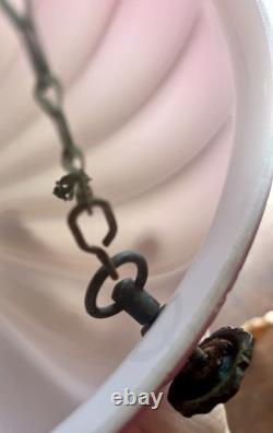Art Deco Frosted Cranberry Pink Glass Lamp Shade Flycatcher Plafonnier Vintage