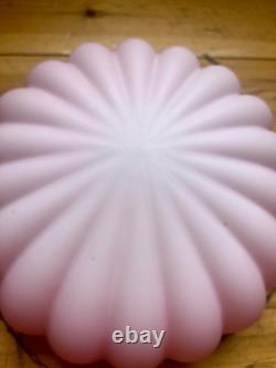 Art Deco Frosted Cranberry Pink Glass Lamp Shade Flycatcher Plafonnier Vintage