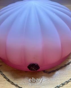 Art Deco Frosted Cranberry Pink Glass Lamp Shade Flycatcher Plafonnier Vintage