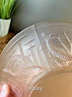 Art Deco Frosted Pink Fish Seaweed Fruit Bowl Walther & Sohne Barolac Jobling