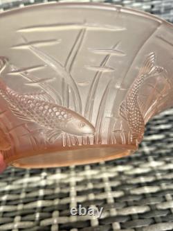 Art Deco Frosted Pink Fish Seaweed Fruit Bowl Walther & Sohne Barolac Jobling