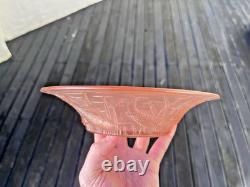 Art Deco Frosted Pink Fish Seaweed Fruit Bowl Walther & Sohne Barolac Jobling