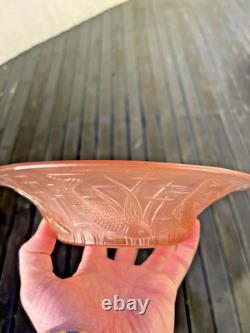 Art Deco Frosted Pink Fish Seaweed Fruit Bowl Walther & Sohne Barolac Jobling