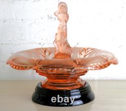 Art Deco Glass Centrepiece by Walther & Sohne Arabella Figure in Pink 1930s