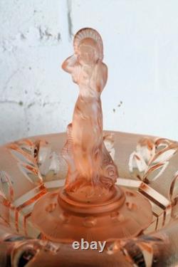 Art Deco Glass Centrepiece by Walther & Sohne Arabella Figure in Pink 1930s