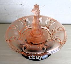 Art Deco Glass Centrepiece by Walther & Sohne Arabella Figure in Pink 1930s