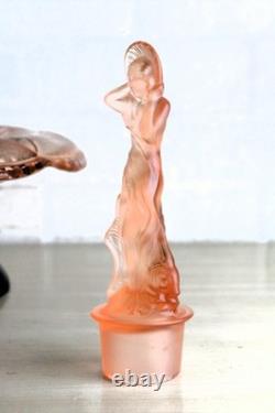 Art Deco Glass Centrepiece by Walther & Sohne Arabella Figure in Pink 1930s