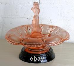 Art Deco Glass Centrepiece by Walther & Sohne Arabella Figure in Pink 1930s