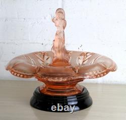 Art Deco Glass Centrepiece by Walther & Sohne Arabella Figure in Pink 1930s