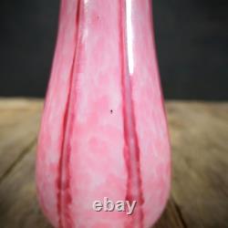Art Deco Glass Pink Stripe Vase With Sterling Silver Collar, London 1927