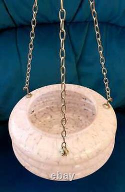 Art Deco Hanging Pink Glass Bowl Flycatcher Plafonnier Light Shade/Hooks/Chains