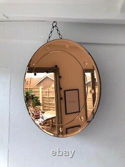 Art Deco Mirror Large Peach Mirror Frameless Mirror Etched Tinted Mirror 45cm