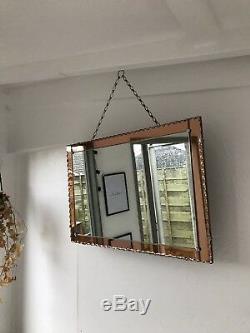 Art Deco Mirror Pink Mirror With Pie Crust Lovely Panel Mirror