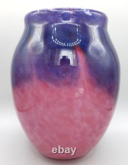 Art Deco Monart Glass Vase Shape XD Pink & Purple 9 inches high