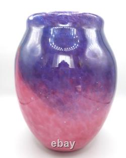 Art Deco Monart Glass Vase Shape XD Pink & Purple 9 inches high