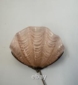 Art Deco Odeon Clam Shell Wall Light Pink Glass Shade