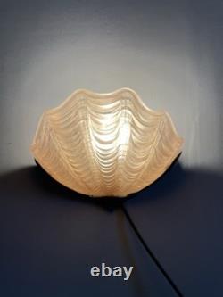 Art Deco Odeon Clam Shell Wall Light Pink Glass Shade
