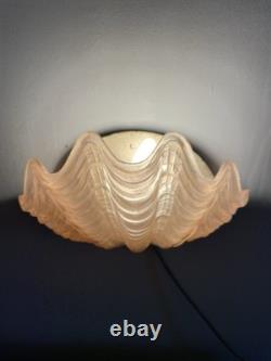 Art Deco Odeon Clam Shell Wall Light Pink Glass Shade