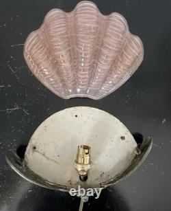 Art Deco Odeon Clam Shell Wall Light Pink Glass Shade