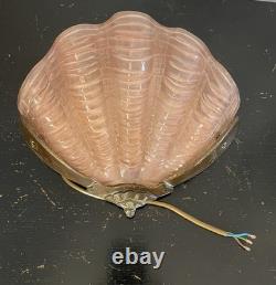 Art Deco Odeon Clam Shell Wall Light Pink Glass Shade