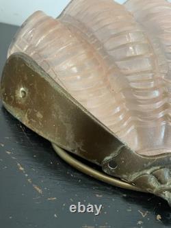 Art Deco Odeon Clam Shell Wall Light Pink Glass Shade