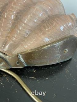 Art Deco Odeon Clam Shell Wall Light Pink Glass Shade