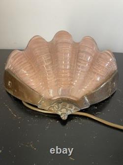 Art Deco Odeon Clam Shell Wall Light Pink Glass Shade