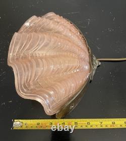 Art Deco Odeon Clam Shell Wall Light Pink Glass Shade