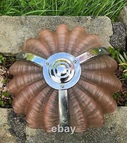 Art Deco Odeon Pink Glass Three Clam Shell Ceiling Pendant Light Shade Chrome