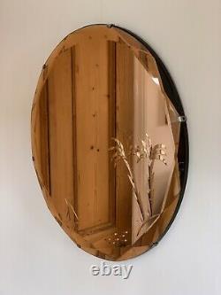 Art Deco Original 1930s Frameless Chain Peach Glass Oval Mirror Antique Deco