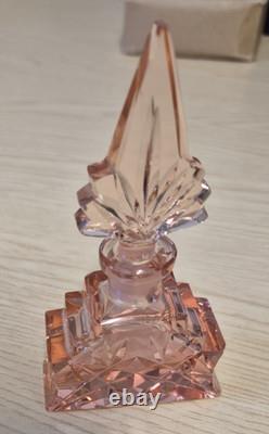 Art Deco Perfume Bottle in pink glass CHARITY SALE