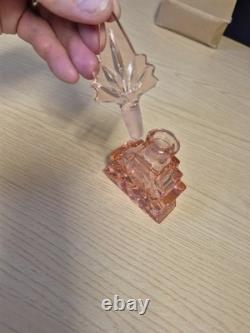Art Deco Perfume Bottle in pink glass CHARITY SALE