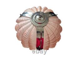 Art Deco Pink Clamshell Glass Ceiling Pendant Light Shade With Chains