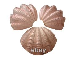 Art Deco Pink Clamshell Glass Ceiling Pendant Light Shade With Chains