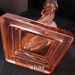 Art Deco Pink Clear &Frosted Glass Pair of Dolphin Candlesticks