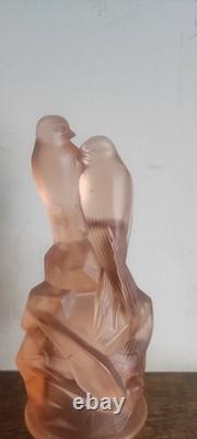 Art Deco Pink Depression Glass Walther & Sohne Birds 1930s