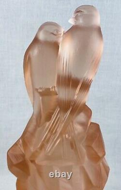 Art Deco Pink Depression Glass Walther & Sohne Birds Float Bowl Centrepiece