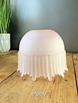 Art Deco Pink Frosted Drip Ribbed Holophane Teardrop Glass Ceiling Light Shade