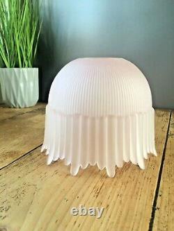 Art Deco Pink Frosted Drip Ribbed Holophane Teardrop Glass Ceiling Light Shade