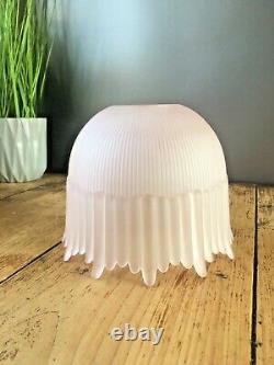 Art Deco Pink Frosted Drip Ribbed Holophane Teardrop Glass Ceiling Light Shade