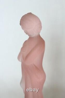 Art Deco Pink Glass Centrepiece Bowl with Draped Lady Figure by Cambridge Glass